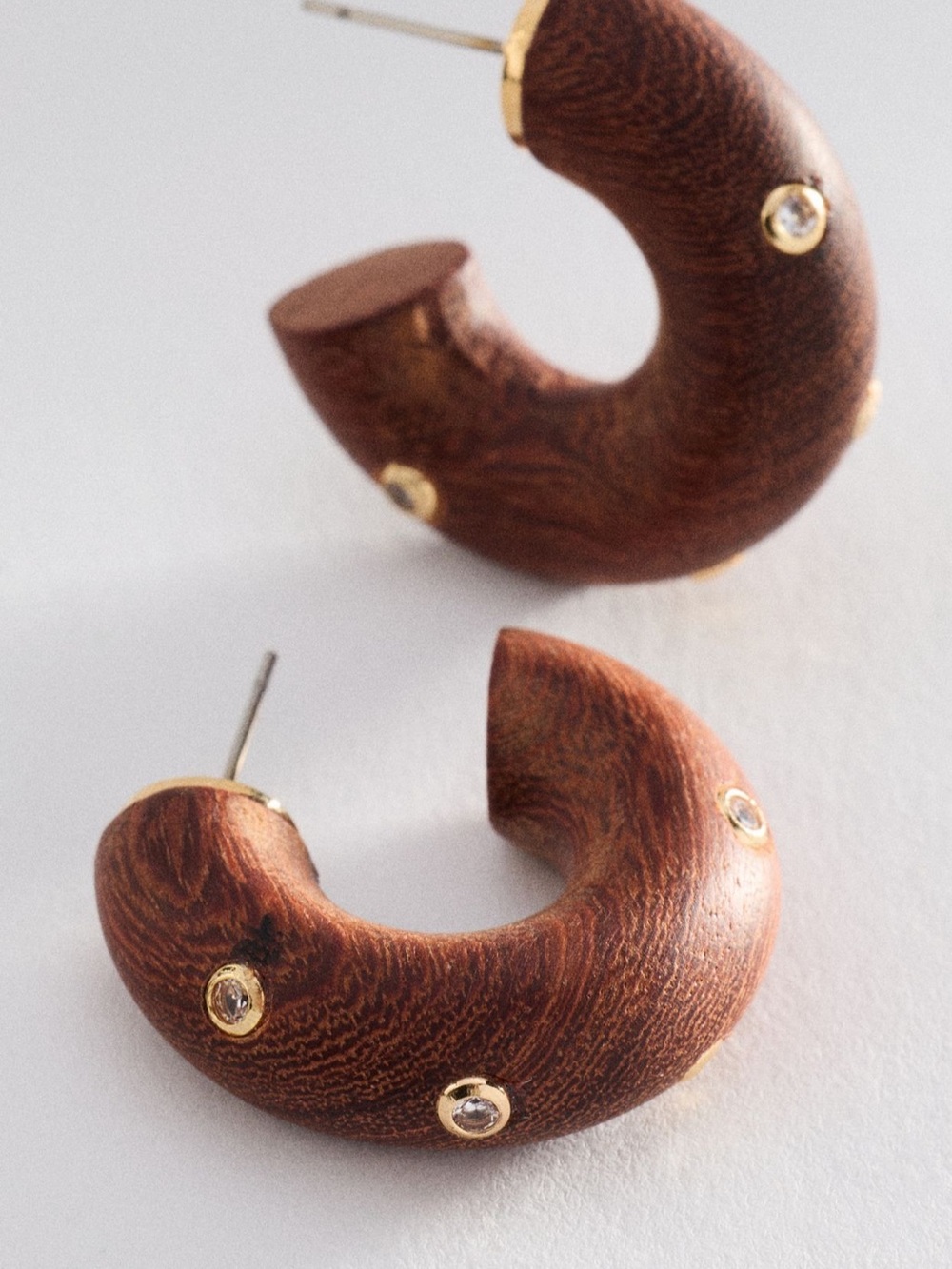 Anthropologie Shimmered wooden hoop earrings